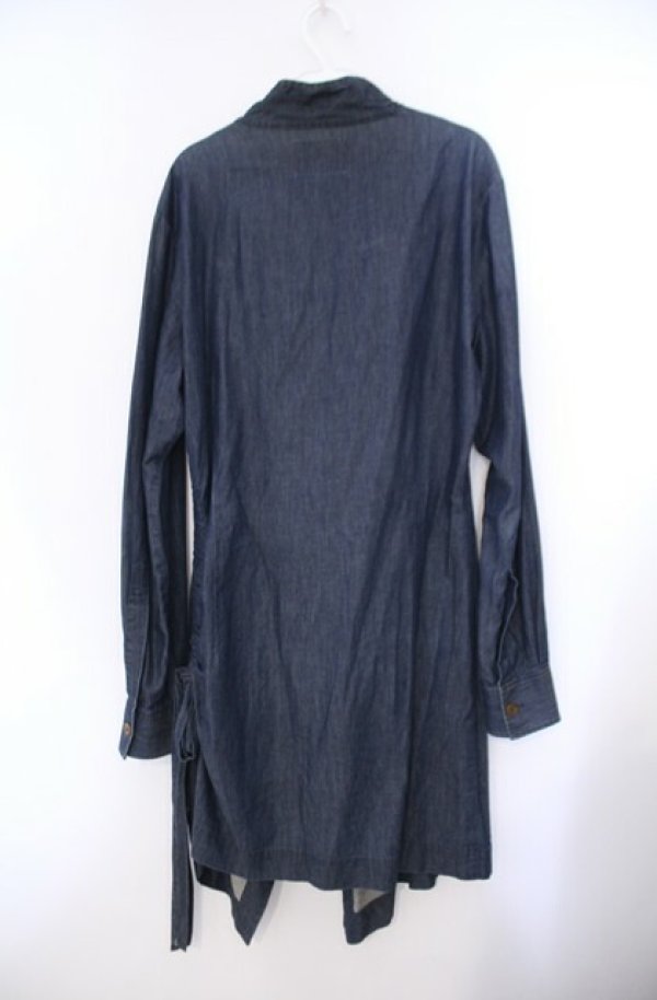 画像4: ヴィヴィアンウエストウッド MAN 中古 / INDIGO フリップサイド ロングシャツ 46 インディゴ  O-26-02-15-001-bl-YM-OS (4)