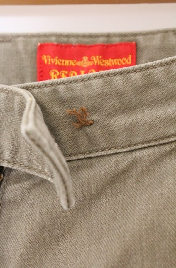 画像2: ヴィヴィアンウエストウッド 中古 / シューカットデニムパンツ 2 オリーブ  O-26-02-15-070-pa-YM-OS (2)