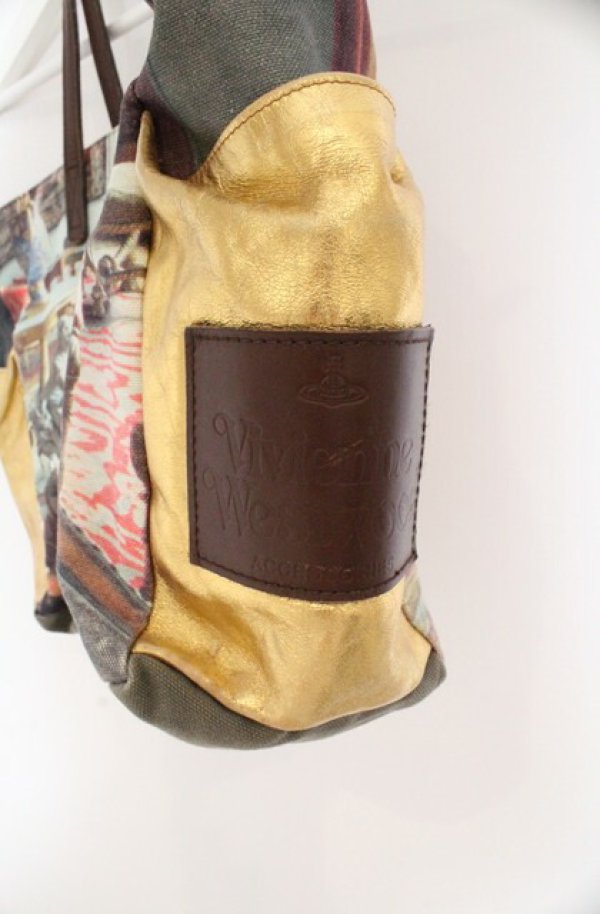 画像3: ヴィヴィアンウエストウッド 中古 / サロン柄トートバッグ  マルチ  O-26-02-15-074-ba-IG-OS (3)