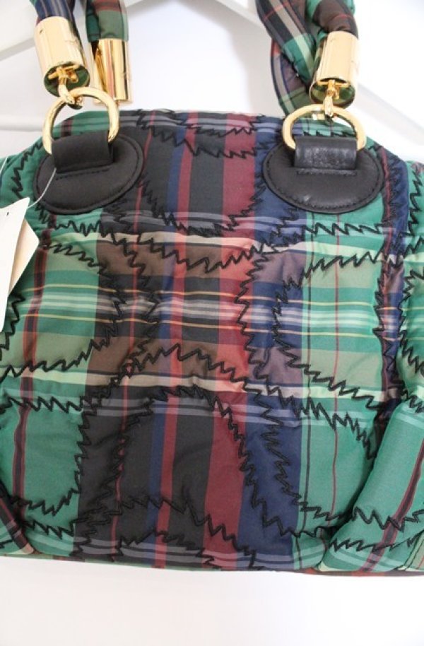 画像3: ヴィヴィアンウエストウッド 中古 / スクイグルタータンハンドバッグ  グリーン  O-26-02-15-076-ba-YM-OS (3)