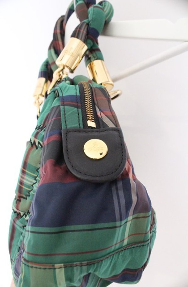 画像4: ヴィヴィアンウエストウッド 中古 / スクイグルタータンハンドバッグ  グリーン  O-26-02-15-076-ba-YM-OS (4)