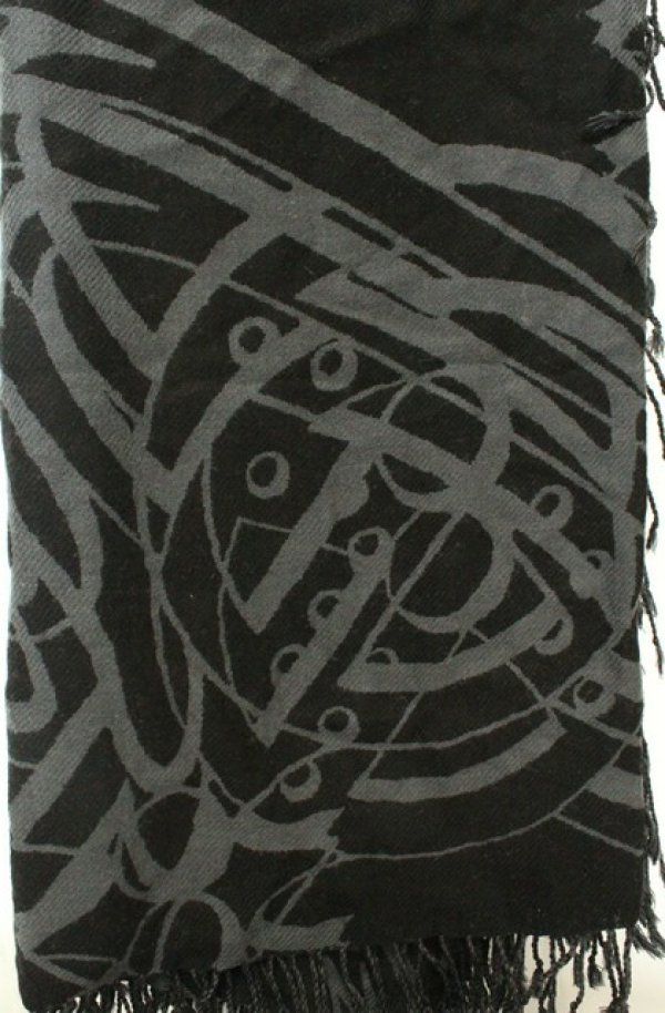画像2: ヴィヴィアンウエストウッド 中古 / ジャガードストール  ブラック×グレー  O-26-02-15-084-gd-IG-OS (2)