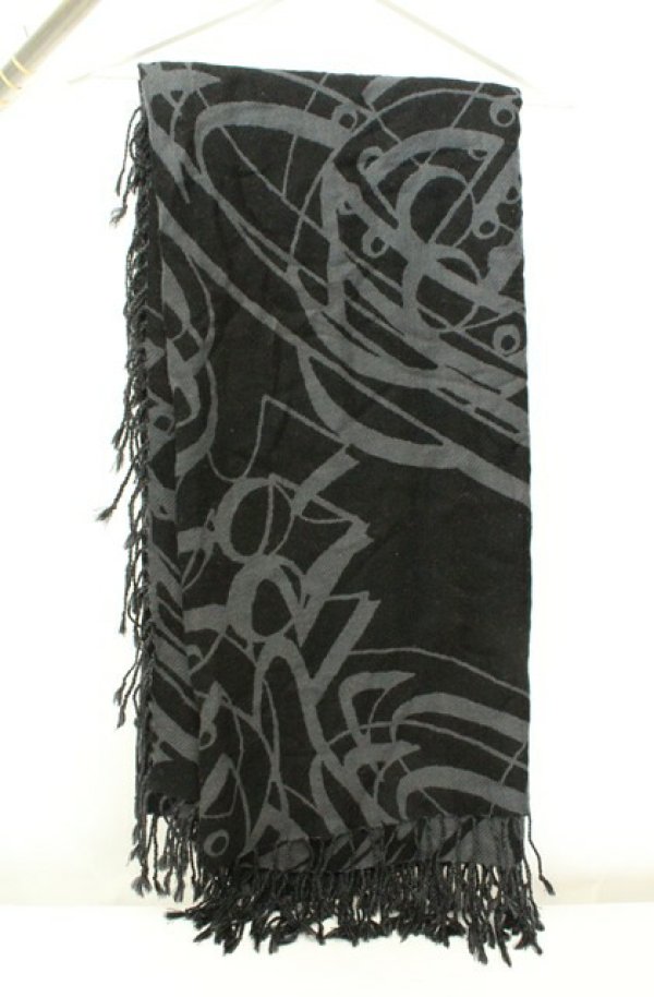 画像3: ヴィヴィアンウエストウッド 中古 / ジャガードストール  ブラック×グレー  O-26-02-15-084-gd-IG-OS (3)