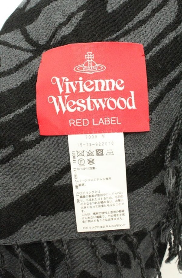 画像4: ヴィヴィアンウエストウッド 中古 / ジャガードストール  ブラック×グレー  O-26-02-15-084-gd-IG-OS (4)