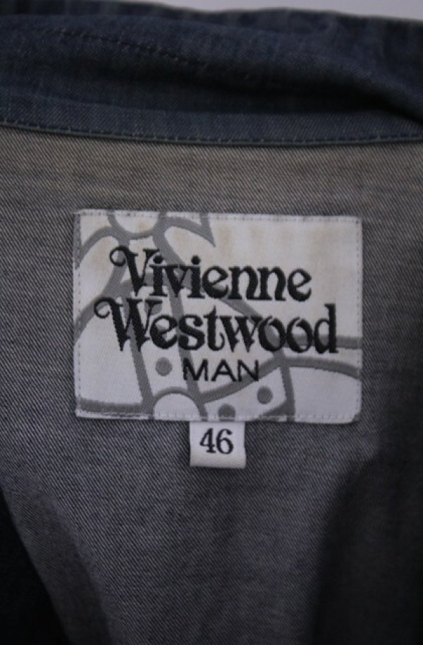 画像5: ヴィヴィアンウエストウッド MAN 中古 / INDIGO フリップサイド ロングシャツ 46 インディゴ  O-26-02-15-001-bl-YM-OS (5)