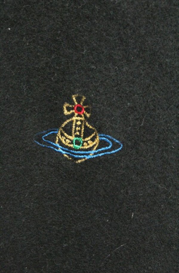 画像2: ヴィヴィアンウエストウッド 中古 / カラーオーブ刺繍マフラー  ブラック  O-26-02-15-085-gd-YM-OS (2)