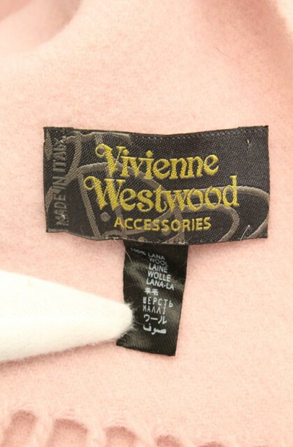 画像4: ヴィヴィアンウエストウッド 中古 / カラーオーブ刺繍マフラー  ピンク  O-26-02-15-086-gd-YM-OS (4)