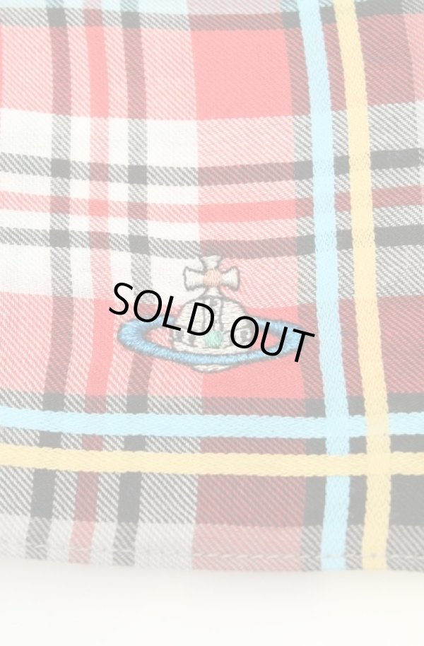 画像2: ヴィヴィアンウエストウッド 中古 / 銀オーブ刺繍タータンハンカチーフ  マルチ  O-26-02-15-087-gd-YM-ZH (2)