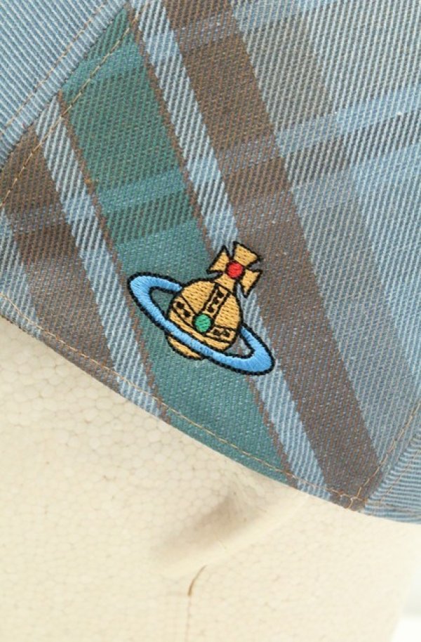 画像2: ヴィヴィアンウエストウッド 中古 / チェックキャップ  ブルー  O-26-02-15-091-ha-YM-OS (2)