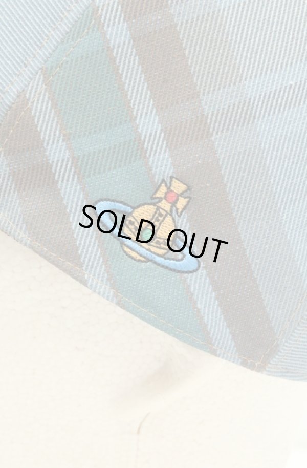 画像2: ヴィヴィアンウエストウッド 中古 / チェックキャップ  ブルー  O-26-02-15-091-ha-YM-OS (2)