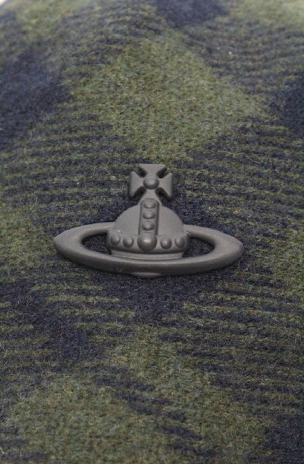 画像2: ヴィヴィアンウエストウッド 中古 / ウールチェックバケットハット M-S グリーンｘネイビー  O-26-02-15-092-ha-YM-OS (2)