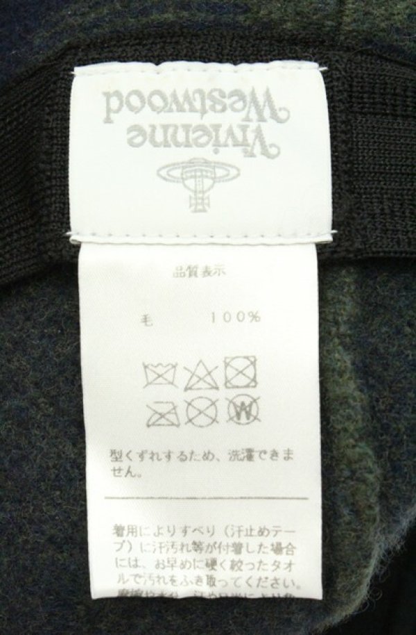 画像5: ヴィヴィアンウエストウッド 中古 / ウールチェックバケットハット M-S グリーンｘネイビー  O-26-02-15-092-ha-YM-OS (5)