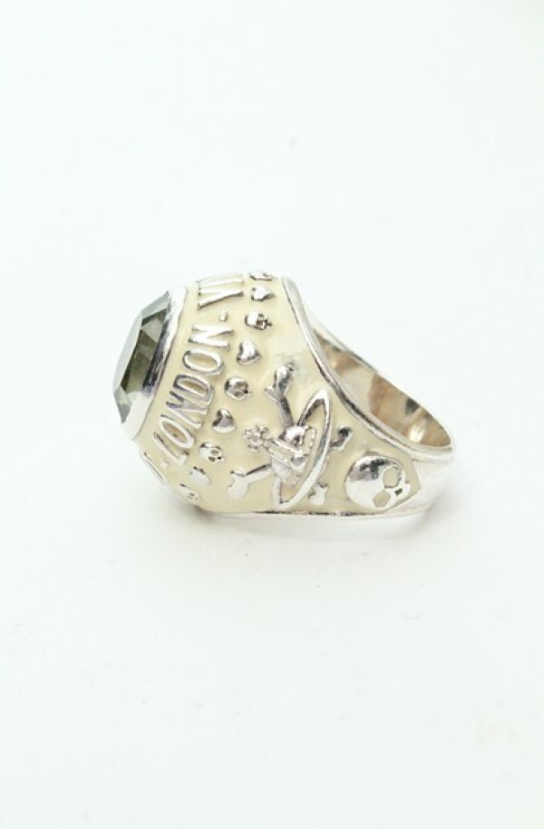 画像3: ヴィヴィアンウエストウッド 中古 / カレッジリング M(約15号） ホワイトｘクリア  O-26-02-15-106-rg-YM-OS (3)