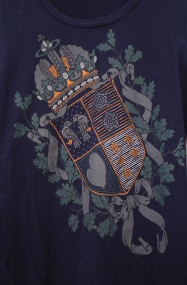 画像2: ヴィヴィアンウエストウッド 中古 / エンブレムプリントカットソー  ネイビー  O-26-02-15-011-to-YM-OS (2)