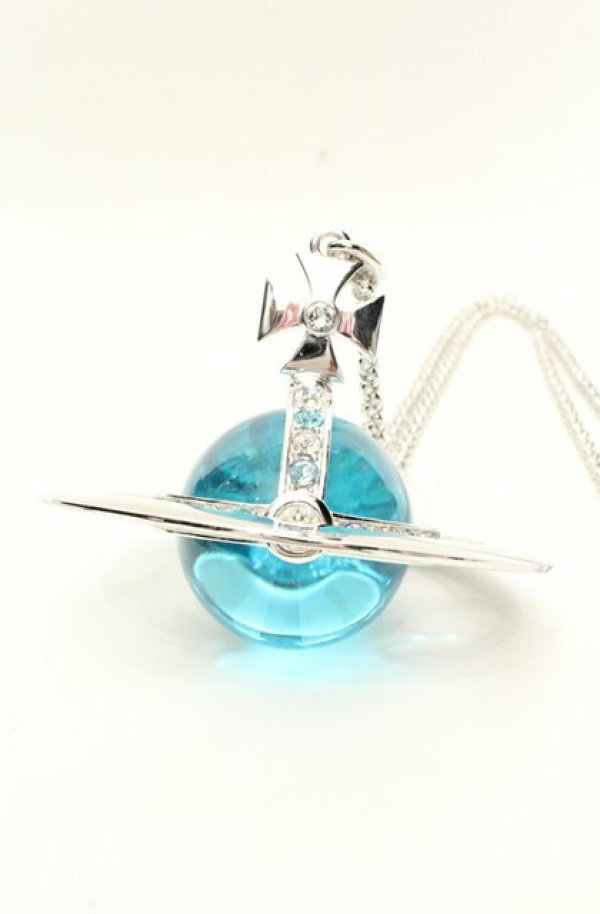 画像2: ヴィヴィアンウエストウッド 中古 / ジャイアントオーブネックレス  シルバーｘブルー  O-26-02-15-113-nl-YM-OS (2)