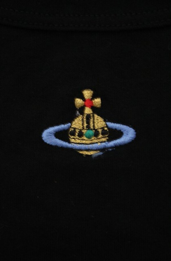 画像2: ヴィヴィアンウエストウッド 中古 / カラーオーブ刺繍ラウンドカットソー S ブラック  O-26-02-15-012-to-IG-OS (2)