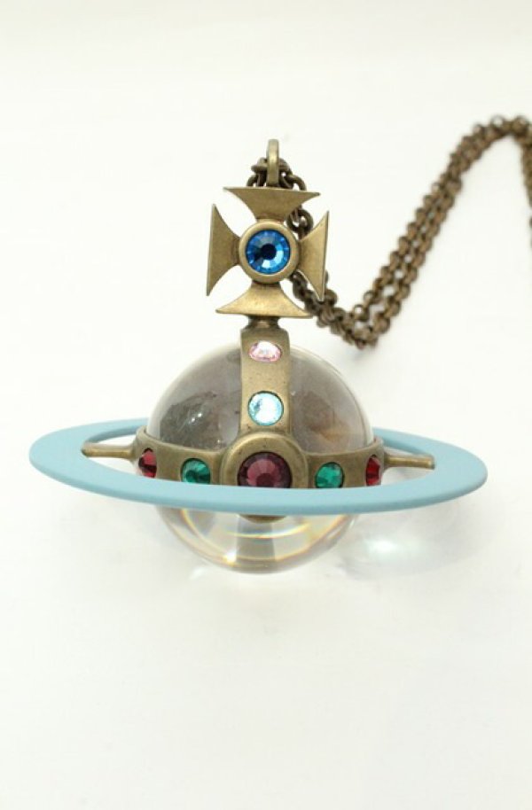 画像2: ヴィヴィアンウエストウッド 中古 / ヴィンテージジャイアントオーブペンダント  ブルーｘゴールド  O-26-02-15-115-nl-YM-OS (2)