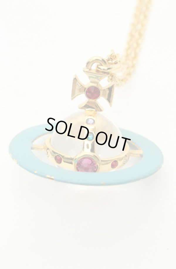 画像2: ヴィヴィアンウエストウッド 中古 / ヴィンテージスモールオーブネックレス  ブルーｘゴールド  O-26-02-15-117-nl-YM-OS (2)