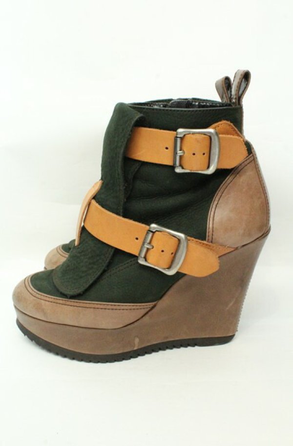 画像4: ヴィヴィアンウエストウッド 中古 / ウェッジソールボンテージブーツ 40（25cm） グリーンｘブラウン  O-26-02-15-121-sh-YM-OS (4)