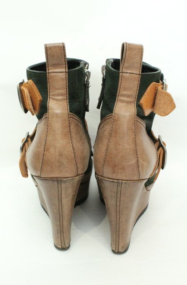画像6: ヴィヴィアンウエストウッド 中古 / ウェッジソールボンテージブーツ 40（25cm） グリーンｘブラウン  O-26-02-15-121-sh-YM-OS (6)