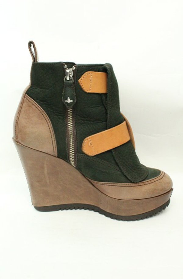 画像7: ヴィヴィアンウエストウッド 中古 / ウェッジソールボンテージブーツ 40（25cm） グリーンｘブラウン  O-26-02-15-121-sh-YM-OS (7)