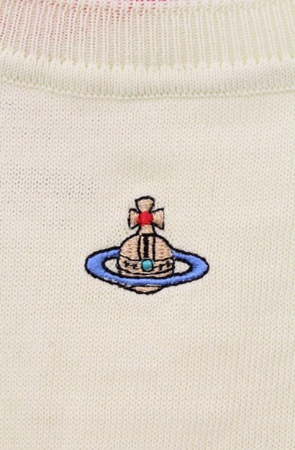 画像2: ヴィヴィアンウエストウッド 中古 / カラーオーブ刺繍半袖サマーニット M ネオングリーン  O-26-02-15-018-to-YM-OS (2)