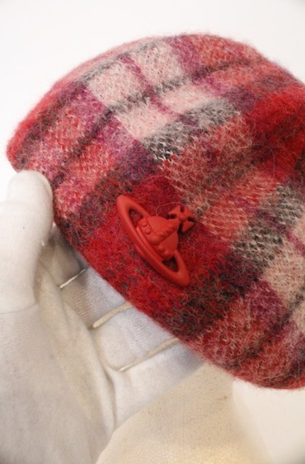 画像3: ヴィヴィアンウエストウッド 中古 / タータンベレー帽  レッド  O-26-03-01-002-ha-YM-OS (3)