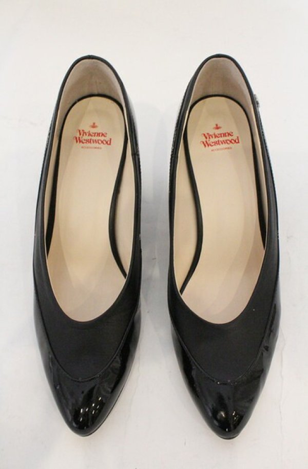 画像3: ヴィヴィアンウエストウッド 中古 / エナメルコンビパンプス 38（24cm） ブラック  O-26-03-01-018-sh-YM-OS (3)