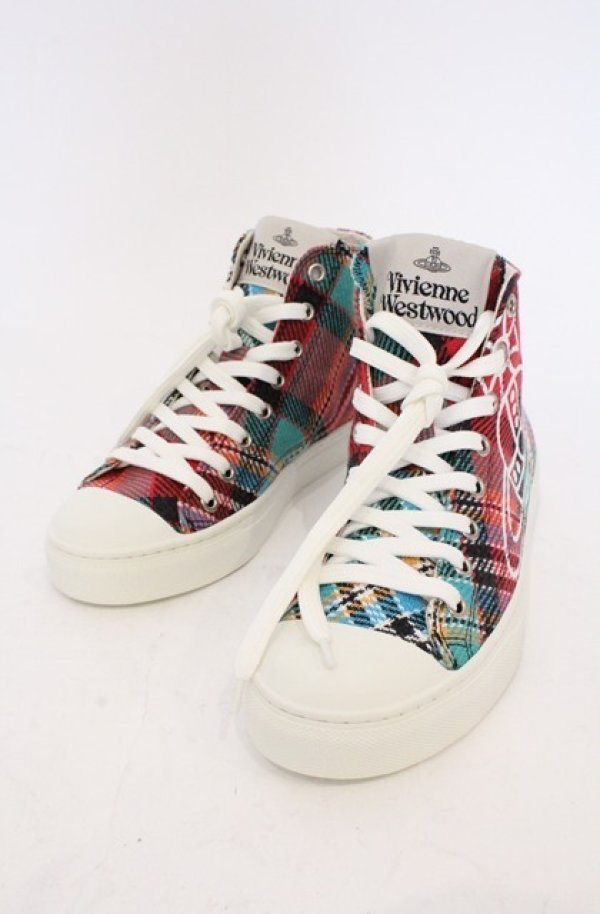 画像2: ヴィヴィアンウエストウッド 中古 / PLIMSOLL HIGH TOPスニーカー（プリムソールハイトップ） 37（23.5cm） マルチ  O-26-03-01-003-sh-YM-OS (2)