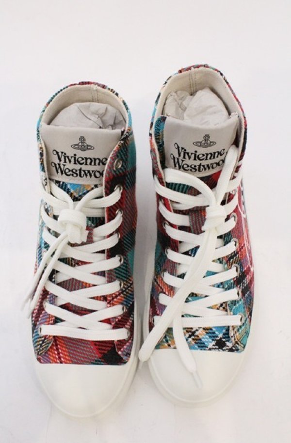 画像4: ヴィヴィアンウエストウッド 中古 / PLIMSOLL HIGH TOPスニーカー（プリムソールハイトップ） 37（23.5cm） マルチ  O-26-03-01-003-sh-YM-OS (4)