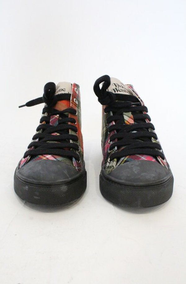 画像2: ヴィヴィアンウエストウッド 中古 / PLIMSOLL HIGH TOPスニーカー（プリムソールハイトップ） 37（23.5cm） マルチ  O-26-03-01-004-sh-YM-OS (2)