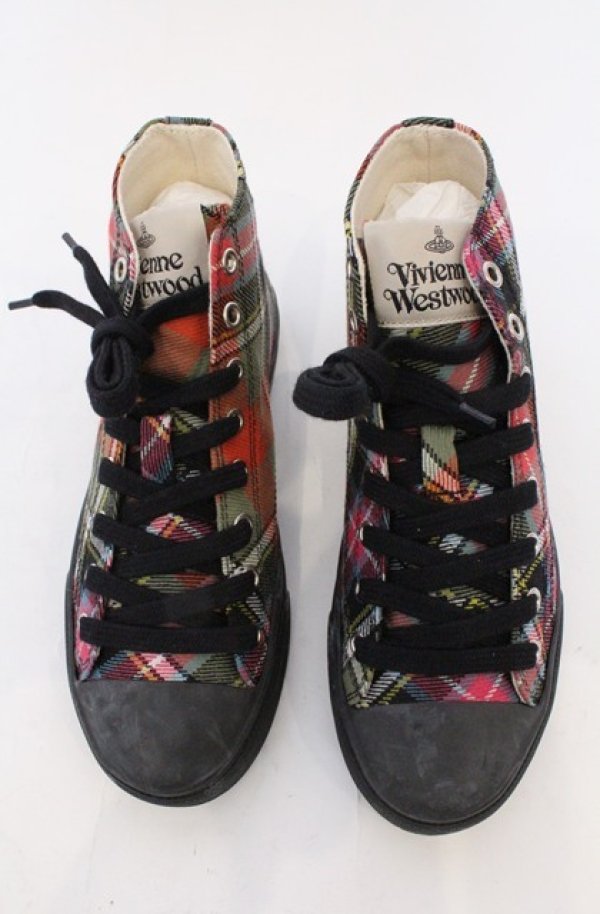 画像3: ヴィヴィアンウエストウッド 中古 / PLIMSOLL HIGH TOPスニーカー（プリムソールハイトップ） 37（23.5cm） マルチ  O-26-03-01-004-sh-YM-OS (3)