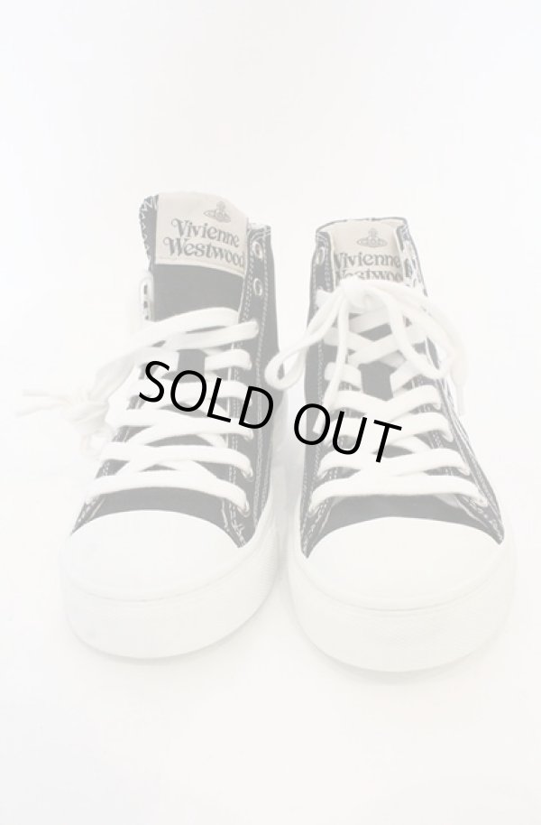 画像2: ヴィヴィアンウエストウッド 中古 / PLIMSOLL HIGH TOP CANVASスニーカー 37（23.5cm） ブラック  O-26-03-01-007-sh-YM-ZH (2)