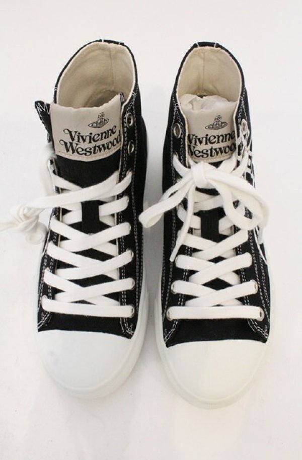 画像3: ヴィヴィアンウエストウッド 中古 / PLIMSOLL HIGH TOP CANVASスニーカー 37（23.5cm） ブラック  O-26-03-01-007-sh-YM-OS (3)