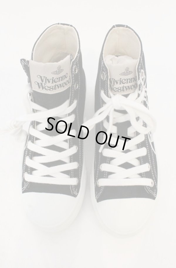 画像3: ヴィヴィアンウエストウッド 中古 / PLIMSOLL HIGH TOP CANVASスニーカー 37（23.5cm） ブラック  O-26-03-01-007-sh-YM-ZH (3)