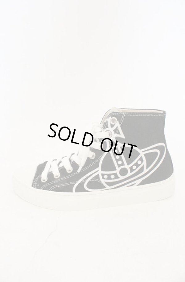 画像6: ヴィヴィアンウエストウッド 中古 / PLIMSOLL HIGH TOP CANVASスニーカー 37（23.5cm） ブラック  O-26-03-01-007-sh-YM-ZH (6)