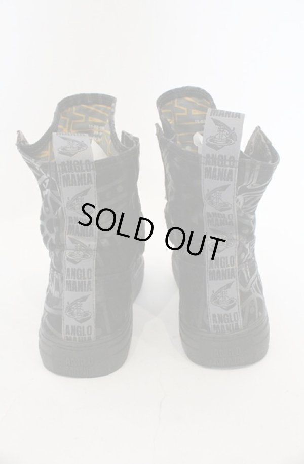 画像5: ANGLOMANIA 中古 / カットラスオーブ総柄ハイカットスニーカー 39（約24.5cm） ブラック  O-26-03-01-008-sh-YM-OS (5)