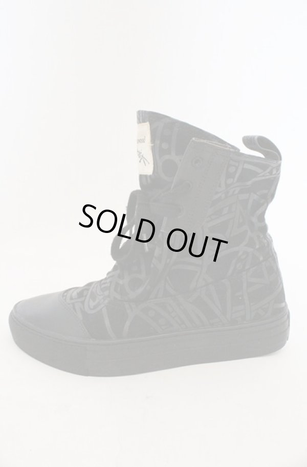 画像7: ANGLOMANIA 中古 / カットラスオーブ総柄ハイカットスニーカー 39（約24.5cm） ブラック  O-26-03-01-008-sh-YM-OS (7)