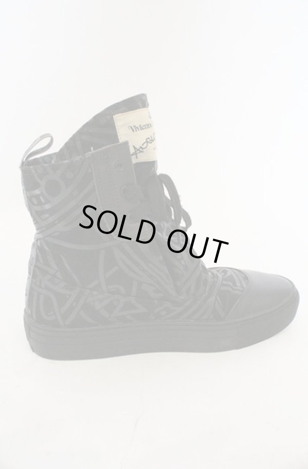 画像9: ANGLOMANIA 中古 / カットラスオーブ総柄ハイカットスニーカー 39（約24.5cm） ブラック  O-26-03-01-008-sh-YM-OS (9)