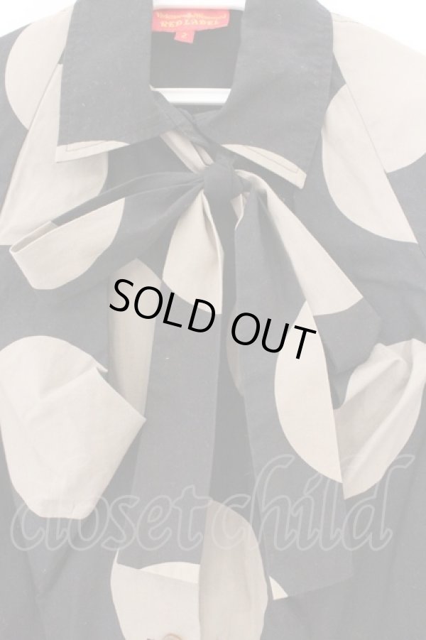 画像2: ヴィヴィアンウエストウッド 中古 / スポット柄リボンタイブラウス 2 ブラックｘライトカーキ  O-26-03-08-028-bl-YM-OS (2)