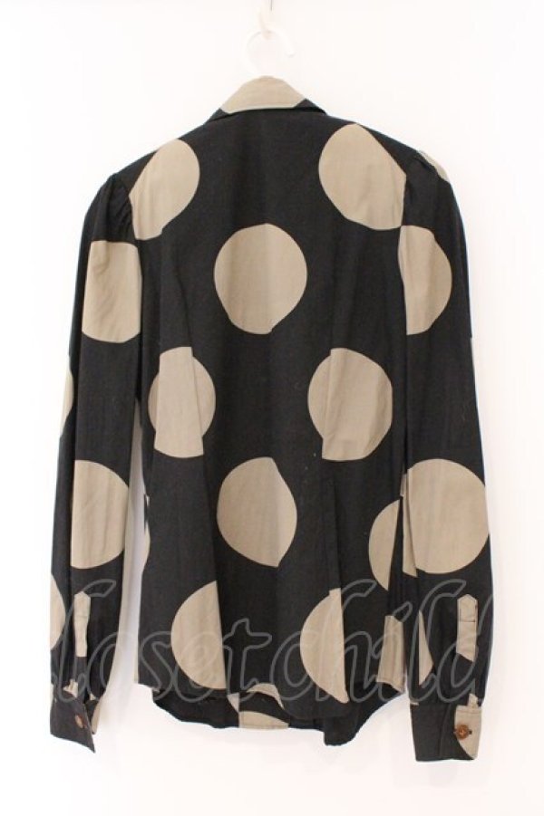 画像4: ヴィヴィアンウエストウッド 中古 / スポット柄リボンタイブラウス 2 ブラックｘライトカーキ  O-26-03-08-028-bl-YM-OS (4)