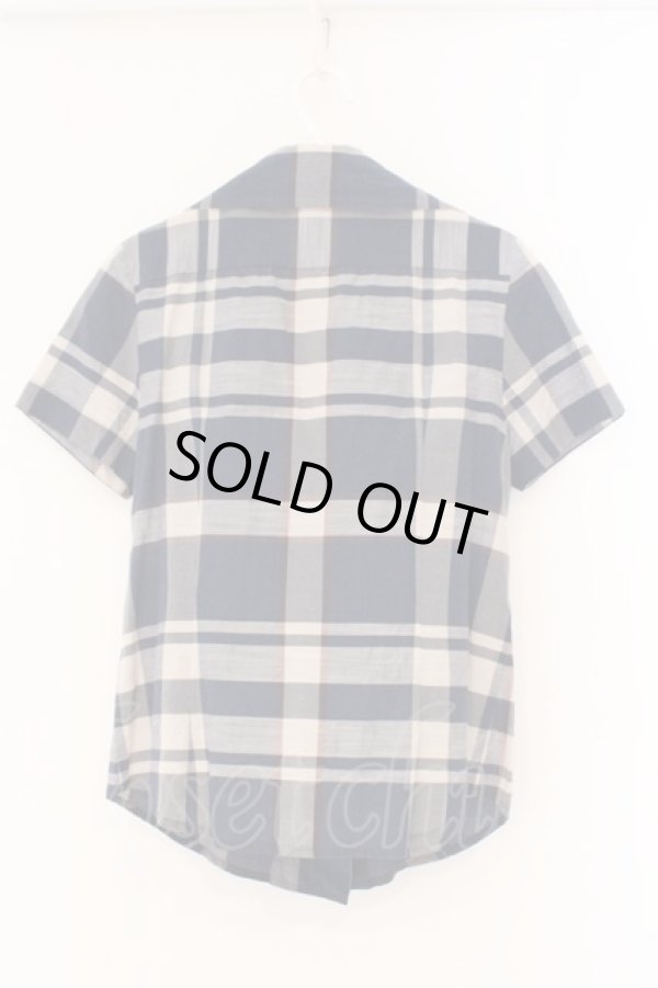 画像4: ヴィヴィアンウエストウッド 中古 / フロントフリル半袖タータンブラウス 2 ブルー  O-26-03-08-029-bl-YM-OS (4)