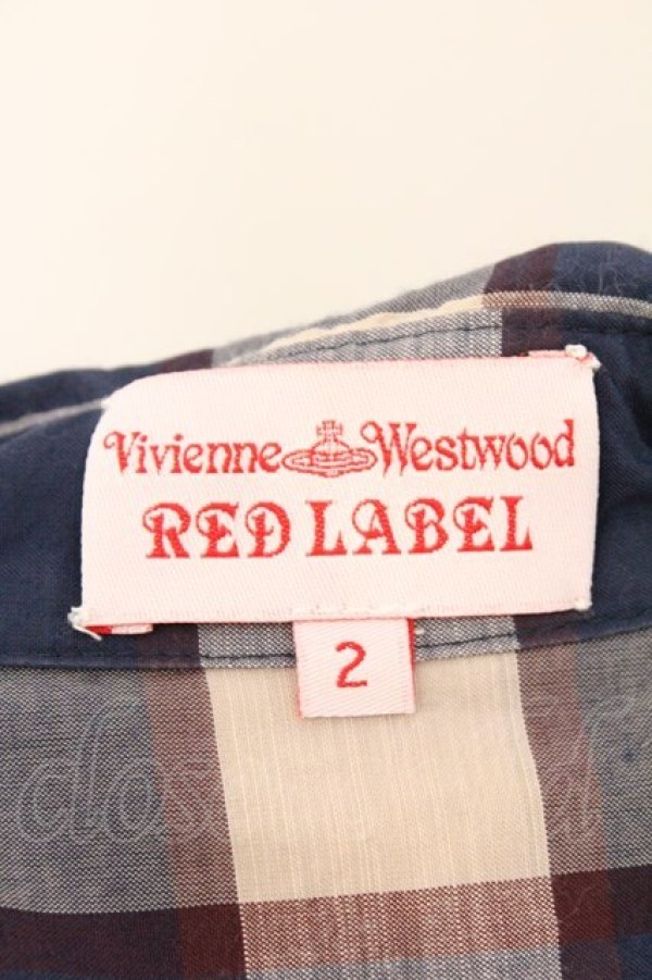 画像5: ヴィヴィアンウエストウッド 中古 / フロントフリル半袖タータンブラウス 2 ブルー  O-26-03-08-029-bl-YM-OS (5)