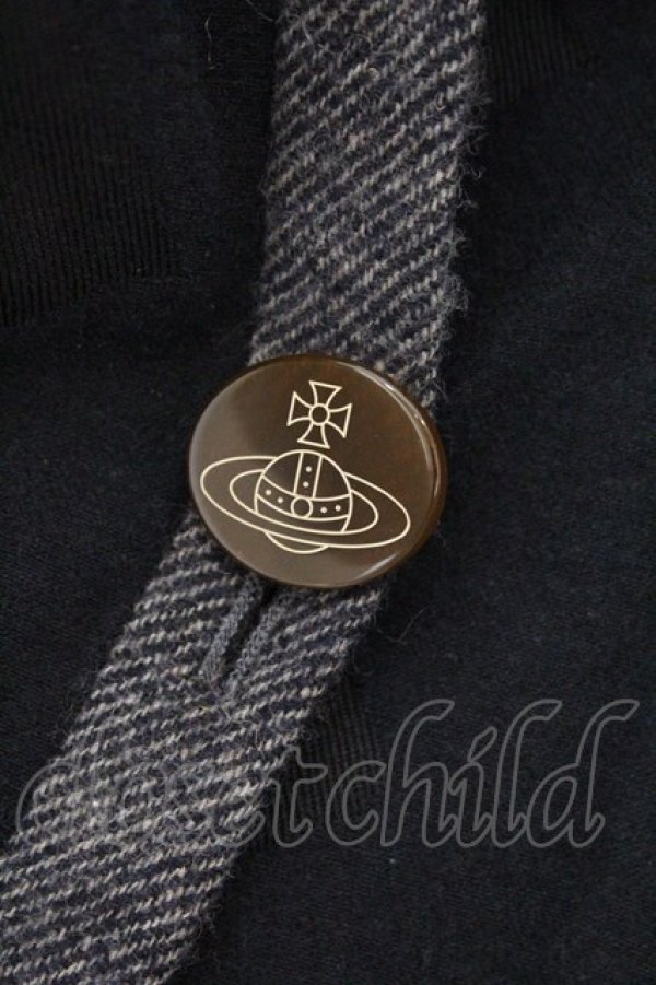 画像2: ヴィヴィアンウエストウッド 中古 / 総柄ケープジャケット 2 ネイビーｘブラック  O-26-03-08-001-jc-YM-OS (2)