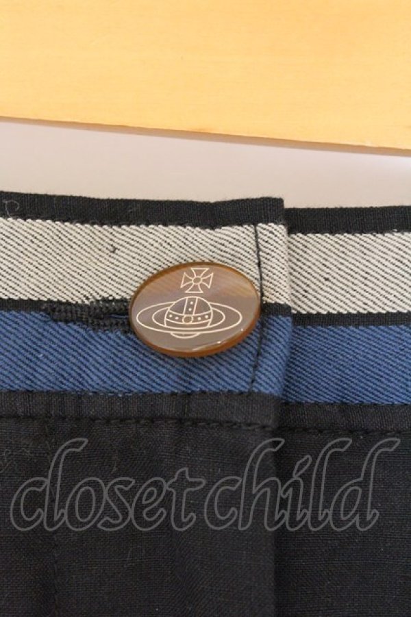 画像2: ヴィヴィアンウエストウッド 中古 / ストライプバルーンパンツ 3 ブラックｘネイビー  O-26-03-08-037-pa-YM-OS (2)