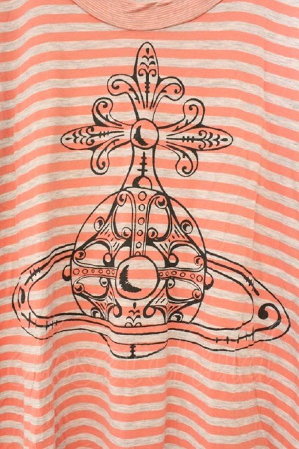 画像2: ヴィヴィアンウエストウッド 中古 / オーブプリントボーダーカットソー 2 ピンクｘグレー  O-26-03-08-039-to-YM-OS (2)