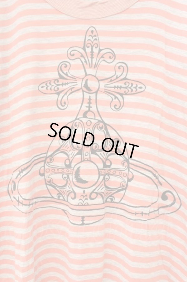 画像2: ヴィヴィアンウエストウッド 中古 / オーブプリントボーダーカットソー 2 ピンクｘグレー  O-26-03-08-039-to-YM-OS (2)