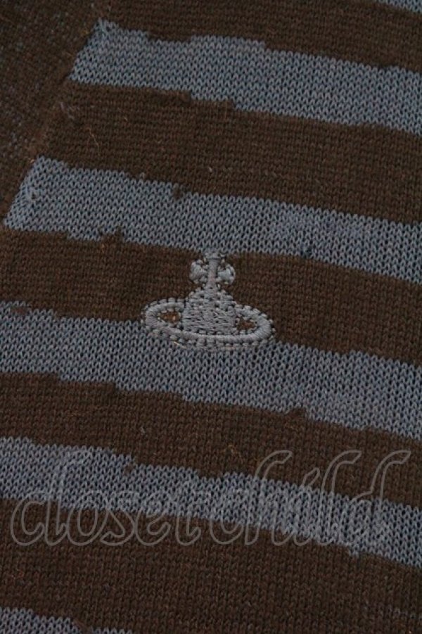 画像2: ヴィヴィアンウエストウッド 中古 / シースルーボーダーカーディガン 2 ブルーｘブラック  O-26-03-08-043-to-YM-OS (2)