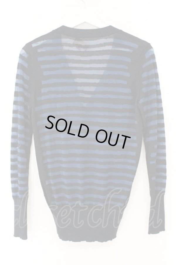 画像4: ヴィヴィアンウエストウッド 中古 / シースルーボーダーカーディガン 2 ブルーｘブラック  O-26-03-08-043-to-YM-OS (4)