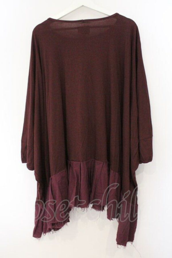 画像4: ANGLOMANIA 中古 / CLIMATE REVOLUTION ガーゼプリーツ切リ替エカットワンピース 38 ワイン  O-26-03-08-055-op-YM-OS (4)